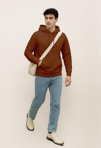 Image of Nobero Hoodies for Man | 280 GSM Rich Cotton Fleece Solid Hooded Full Sleeve Sweatshirt for Man | Stylish Casual Wear Winter Hoodies for Men