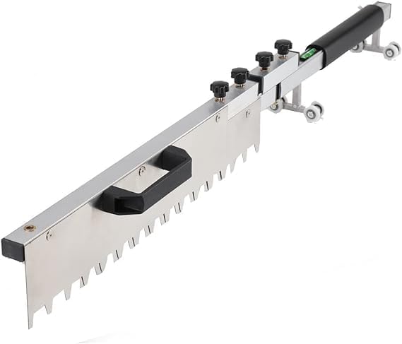 NIKTION Tile Tools Square Notch Trowel Wall Tile Trowel Masonry Hand Tile Trowel with Spirit Level and Casters Double Handle Foldable Notched Trowel for Large Tiles Flooring & Tiling Masonry 41-81cm