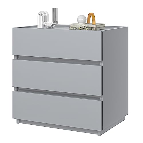 furtble 3 Drawer Dresser for Bedroom, Small Dresser for Closet, Wooden Nightstand, Chest of Drawers End Table Storage Cabinet for Home Office Entryway Hallway, 23.6''W, Grey