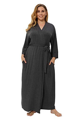 Super Shopping-Zone Women's Plus Size Long Robes Kimonos Plus Size Maternity Robes Delivery Robes Sleepwear,Grey 3X #TOP1