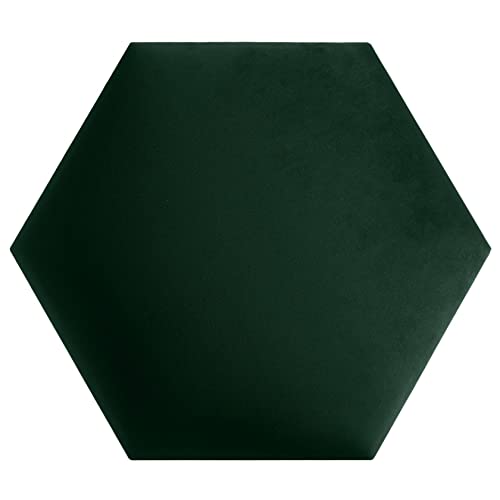 softwalls Wandkissen Hexagon Stoff mit Befestigung und 50mm Polsterung - Bett Kopfteil Wandpolster - Wandverkleidung - Wandpaneelee | 40 x 34.5 Dunkelgrün Cover
