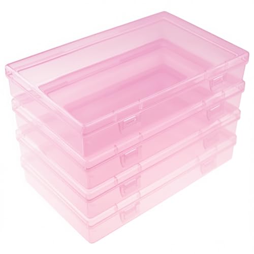 4 Pieces Rectangular Plastic Storage Boxes, Pink, 18 x 11 x 3 cm by Goodma - Used condition - CA$18.68