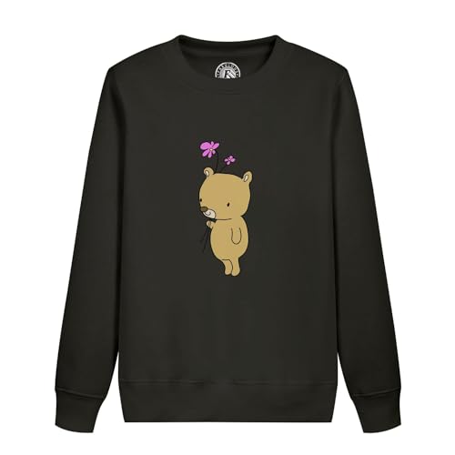 Sweatshirt enfant ourson et bouquet de fleurs imprimé dessin mignon