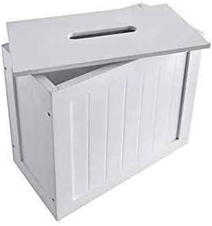 White Bamboo Wood Slimline Bathroom Toilet Tissue Rolls Spray Storage Unit Cabinet Shaker Multi Purpose Free Standing Unit Shelf Bathroom Unit Compact Wooden Shaker Bathroom Box for Cleaning Products