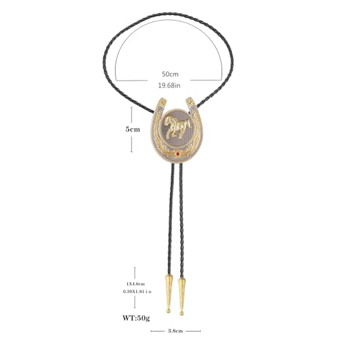Image of Jeilwiy Bolo Tie for Men, Western Cowboy Golden Longhorn Bull Eagle Horse Cowboy Hat Bolo Necklace Leather Necktie for Women