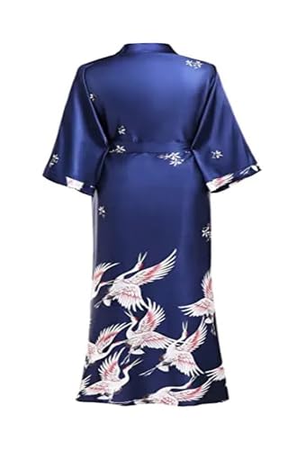 Bata de boda tipo kimono largo para mañanas relajadas de satén con estampado 5