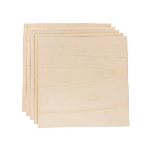 LANTINGCHI 5pcs Wood Sheets for Crafts 12X12 Inches, Sturdy Unfinished Basswood Sheets for DIY Craft Projects, Square Plywood Sheets for Wood Burning, Laser Cutting, Painting, Staining, School Project