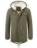 UMIPUBO Giacca Uomo Invernale Giubbotto con Cappuccio Parka Jacket in Pile Caldo Cappotto con Zip Termica Giacche Antivento Giubbino Media Lunga con Tasch (Verde, XL)