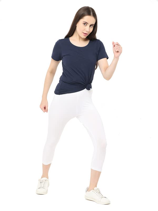 Image of Robinbosky Premium Stretchable Cotton Capri Legging for Women | Suitable for Formal wear & Casual wear | High-End Elastic Makes. The Leggings Squat Proof and Durable for Travel, Yoga, & Workout.