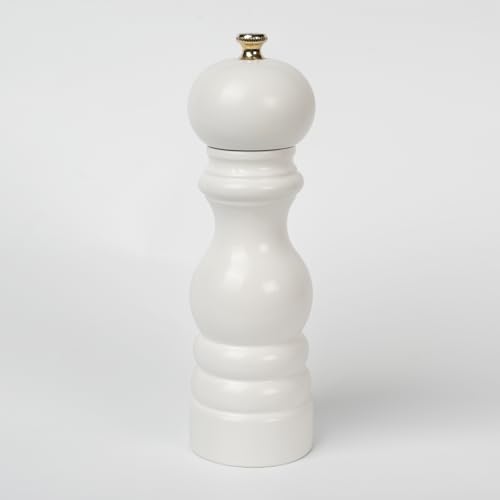 Glios White Wooden Salt Hand Mill-Grinder 18 Cm-7.08 inch