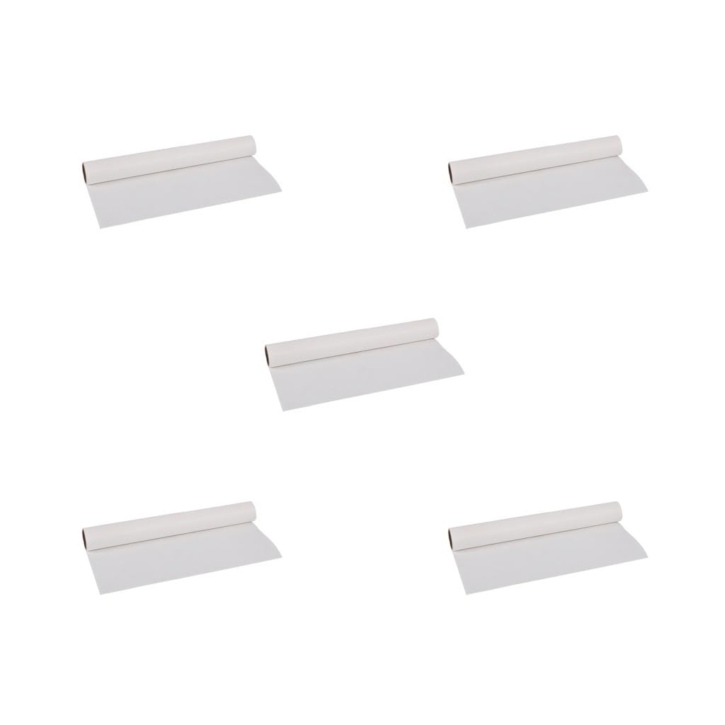 Set di 5 fogli di carta da forno per barbecue, a prova di olio, antiaderenti, resistenti alle alte temperature, in pasta di legno, 10 m, colore: bianco, 10 m x 30 cm
