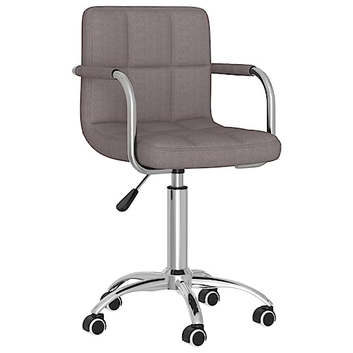 Foknhdi Chaise de salle à manger pivotante en tissu taupe - Hauteur réglable - 50 x 47 x 74,5 à 86 cm - 360 ° - Pour cuisine, salle à manger, cuisine,...