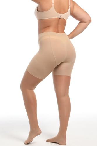 Image of Women's Plus Size Control Top Tights 15 Den, Durable Semi Opaque Pantyhose, Ultra-Soft Stretchy Opaque Control Tights