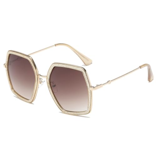 IKANOO Oversized Sunglasses for Women Men Fashion 70s Disco Glasses Hexagon Inspired Designer Red Green Shades