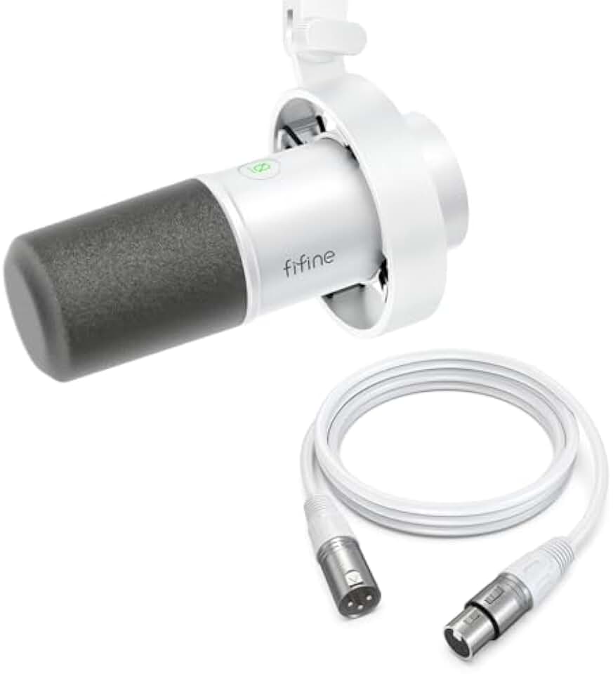 FIFINE Recording Dynamic Microphone with XLR Cable Set, USB Computer Microphone with Volume Control, 3.5mm Headphone Jack and 10ft