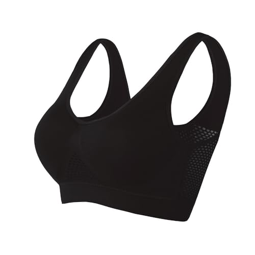 NCBYKM Brasier deportivo de malla sin costuras transpirable y cómodo para mujer, de gran tamaño, fresco y cómodo, Fblack, 5XL