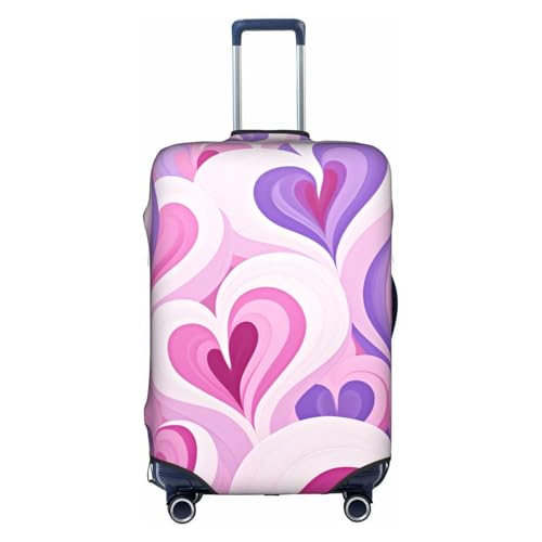 Pink Purple Heart Luggage Cover Washable Suitcase Cover Anti-Scratch Luggage Protector Covers Elastic Luggage Identify for Suitcase S fits 18-21 Inch Luggage