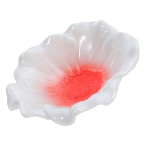 Cabilock Bandeja Decorativa de Cerámica Diseño Floral Degradado Plato Pequeño para Joyas Color Rojo Organizador para Anillos Pulseras y Collares Adecuado para Tocador o Baño