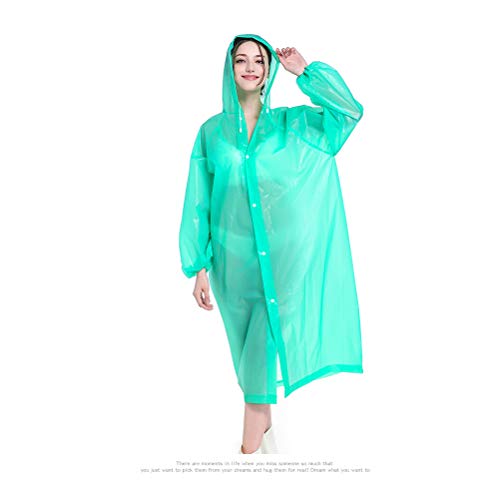 Wisvis Tragbarer Regenmantel für Erwachsene Peva Regenponcho mit Kapuzen Elastische Manschetten Langer Regenponcho Cover