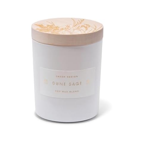 Skeem Print Block Dune Sage Scented Candle - Moss, Sage and Beach Pine Blend - Soy Wax, All Natural Oils - Aromatherapy Candle Cover