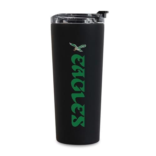 Rico Industries NFL Football Philadelphia Eagles Retro Kelly Green Bird 24oz Stainless Steel Tumbler with Lid and Dual Functioning Lid