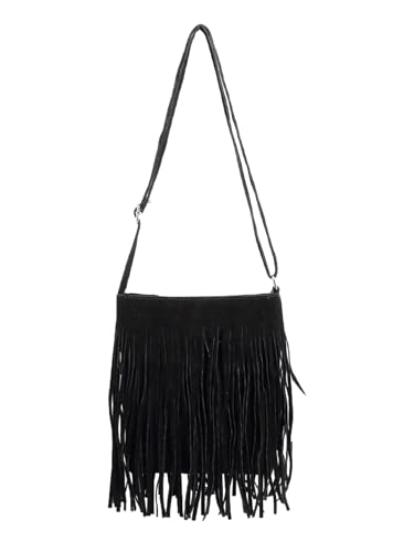 Image of Floerns Women's Fringe Faux Suede Crossbody Bag Tassel Bucket Bag Western Shoulder Bags