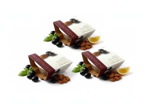 Villaolivo - Pack 3x125g Paté de Aceitunas Negras con Almendras | 100% Natural | Sin Conservantes