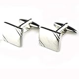 ESCYQ Manschettenknöpfe Herren,Unisex Manschettenknöpfe Silber Metallic Plain Muster Gebürstet Classic Manschettenknöpfe Hülse Nagel Business Hochzeit Bräutigam Accessoires Französische Manschett