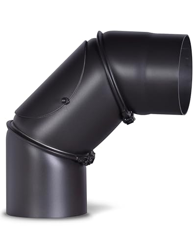 Coude de de poêle en acier de 2 mm de diamètre (tube tubulaire de 120 mm de diamètre) pour poêle et feu Senotherm, noir, réglable de 0 à 90 degrés avec...