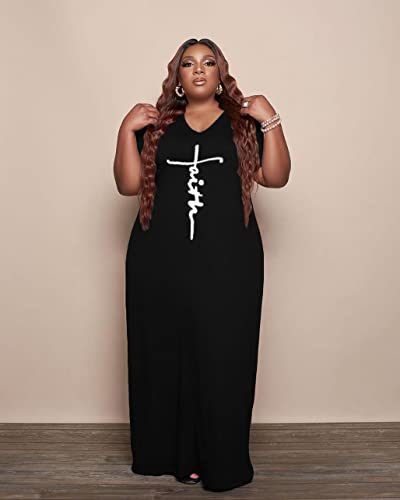 Image of YeGine Oversize Tshirt Dress Plus Size Short Sleeve Maxi Dress with Pockets