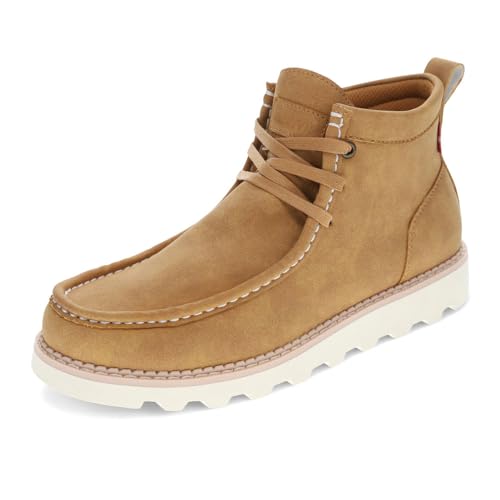 Joshua Vegan Leather Lace Up Moc Toe Rugged Casual Boot