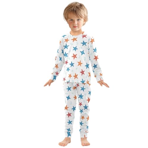 Pajama Sets Long Sleeve Starfish Pattern with Bubbles Soft Comfy Sleepwear 2 Piece PJS 3-8T2