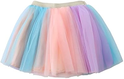 Jastore Girls Layered Rainbow Tutu Skirt Dance Dress - Ruffle Tiered Clubwear (Pink+Purple, 2-6 Year...