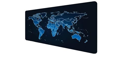 Tapis de souris XXL gaming avec bords cousus durables motif carte