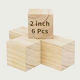 6 Pack Wooden Cubes Wood Block Unfinished Square Blocks 2 Inch
