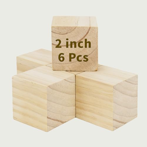 6 Pack Wooden Cubes Wood Block Unfinished Square Blocks 2 Inch by DODHEG - Used condition - US$7.12