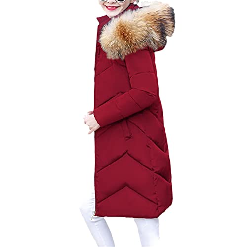 Veste d'hiver pour femme Roquorl longue et chaude en duvet de coton avec capuche amovible XXL