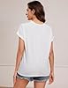 Leversic Casual Women Tops Plain Short Sleeve T-Shirt Crew Neck Regular Fit Summer Tunic Basic Tee (White,M) #4