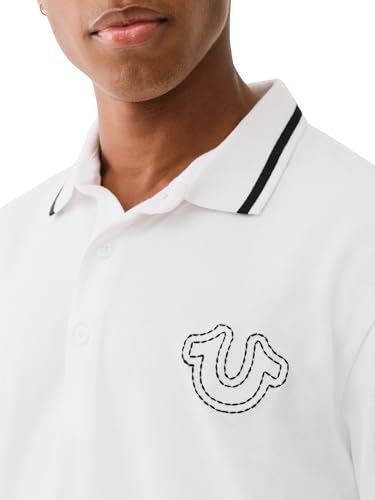 True Religion Men's SS Buddha Patch Polo | Short Sleeve Polo Shirt with Buddha Logo2