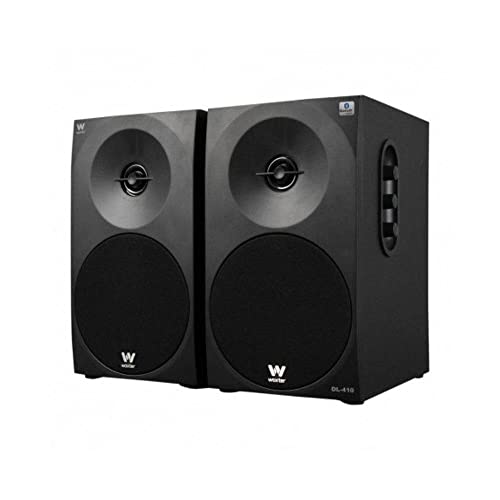 Woxter Dynamic Line 410 BT –Altavoces estéreo 2.0 150W de Potencia,Bluetooth, Madera, Woofer de 4 Pulgadas, 2 Tweeter, 3.5 mm, RCA, Control Volumen, Agudos, Graves, Bookself Speakers, Color Negro