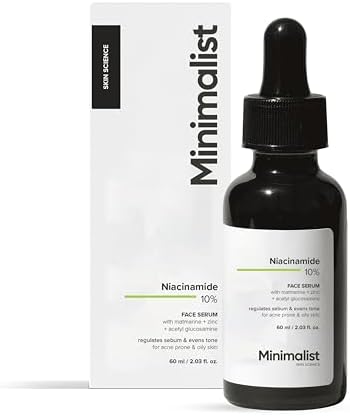 Minimalist 10% Niacinamide Serum with Zinc โ Reduces Acne Marks, Controls Oil & Minimizes Pores | Vitamin B3 for Blemish-Free, Clear Skin | For Oily & Acne-Prone Skin (60 ml)