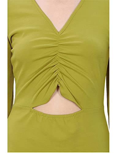 Image of SIRIL Western Dress | Lycra Solid Dress for Women | One Piece Dress for Women (275TK7014-M Pine Green)