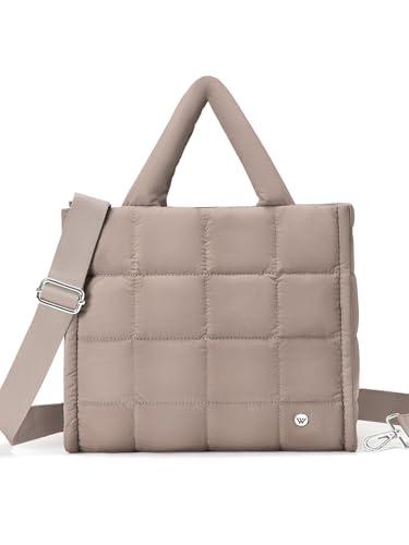 Image of WESTBRONCO Puffer Crossbody Bags for Women Quilted Tote Bag Puffy Weekender Overnight Bag Nylon Shoulder Handbag