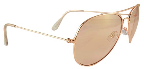 Rose Gold Aviator Sunglasses - Pink Tinted Lens - Metal Frame Retro Style for Men or Women - UV400 Protection3