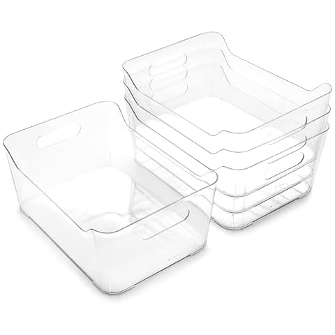 BINO | Plastic Organizer Bins, Large - 4 Pack | The SOHO Collection | Multi-Use | Pantry & Freezer Organizer Bins | Plastic Storage Containers for Home & Kitchen Org Cover