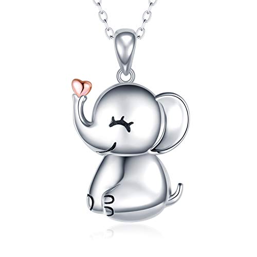 MANBU Sterling Silver Cute Elephant Necklace Good Luck Animal Pendant Wildlife Holiday Jewelry Gift for Elephant Lovers