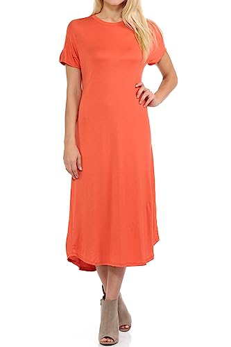 Image of iconic luxe Women's A Line Short Sleeve T Shirt Midi Dress Summer Casual