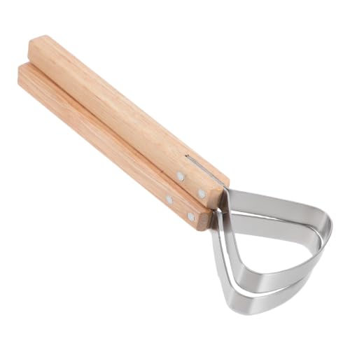 Raspador de cuero de acero inoxidable con mango de madera y bolsa juego de 2 piezas
