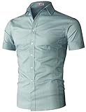 H2H Mens Basic Fashion Dressy Short Sleeves Shirt Mint US XL/Asia 2XL (KMTSTS0133)