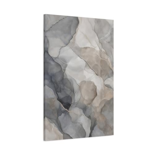 Toile marbre gris et or 60x90 cm avec châssis épais de 3 cm de qualité supérieure